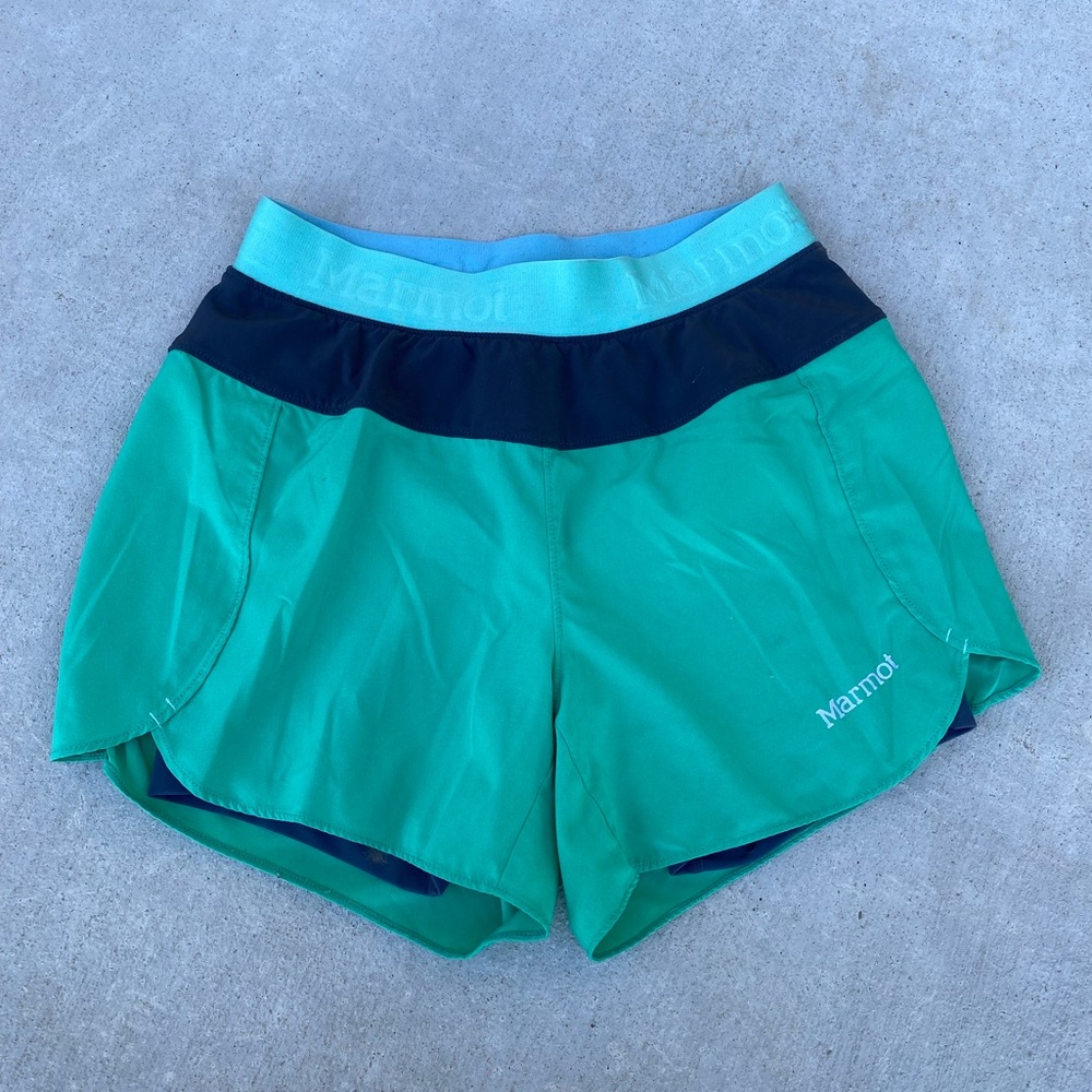 Marmot Women's Teal and Black Athletic Shorts